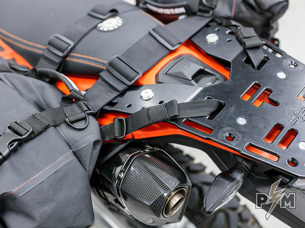 Perun moto KTM 690 Luggage rack and Heel guards with Enduristan Blizzard XL - 4