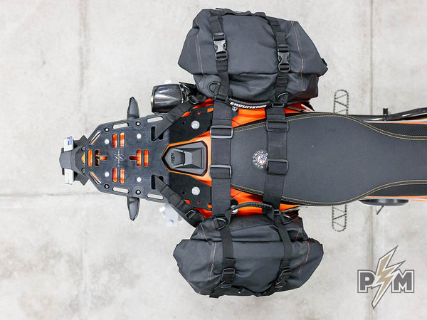 Perun moto KTM 690 Luggage rack and Heel guards with Enduristan Blizzard XL - 16