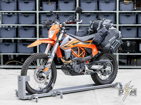 Perun moto KTM 690 Luggage rack and Heel guards with Mosko moto Reckless 80 - 1