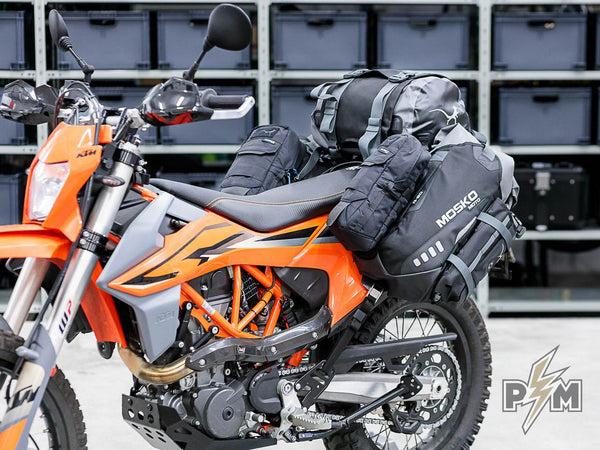 Perun moto KTM 690 Luggage rack and Heel guards with Mosko moto Reckless 80 and Gnoblin- 2
