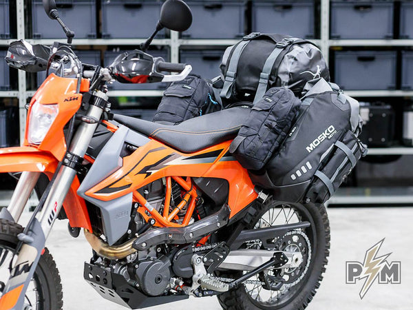 Perun moto KTM 690 Luggage rack, Extension plate and Heel guards with Mosko moto Reckless 80 - 8