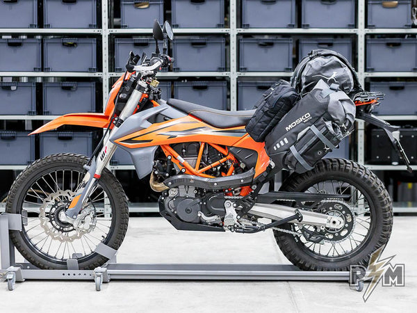 Perun moto KTM 690 Luggage rack, Extension plate and Heel guards with Mosko moto Reckless 80 - 1