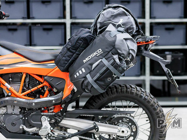 Perun moto KTM 690 Luggage rack, Extension plate and Heel guards with Mosko moto Reckless 80 - 9