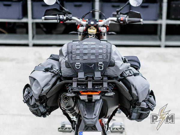 Perun moto KTM 690 Luggage rack, Extension plate and Heel guards with Mosko moto Reckless 80 - 11