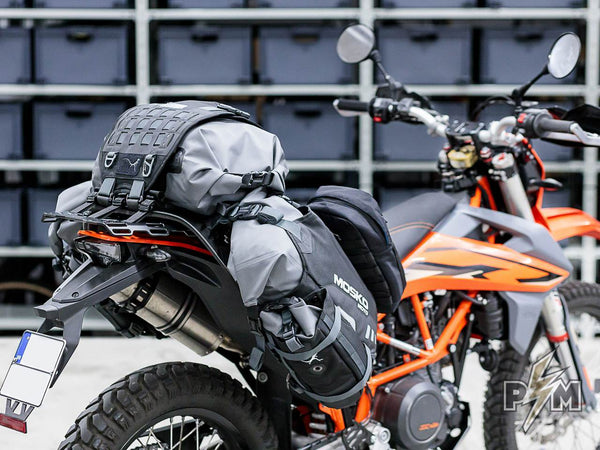 Perun moto KTM 690 Luggage rack, Extension plate and Heel guards with Mosko moto Reckless 80 - 13