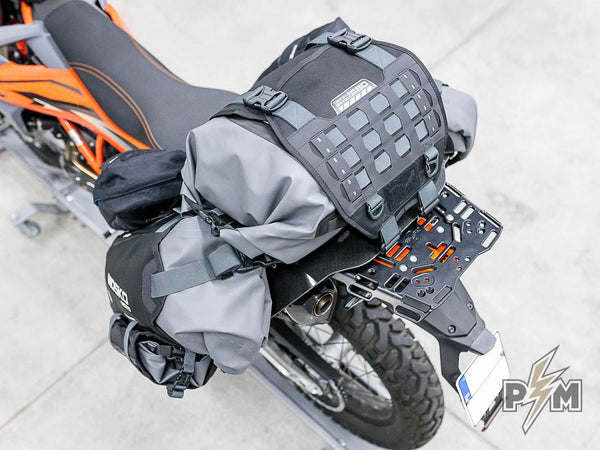 Perun moto KTM 690 Luggage rack and Extension plate with Mosko moto Reckless 80 and Gnoblin- 5
