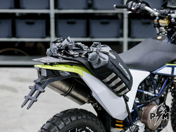 Perun moto Husqvarna 701 Luggage rack Gen2 and Heel guards with Mosko moto Reckless 10 Gnoblin - 11