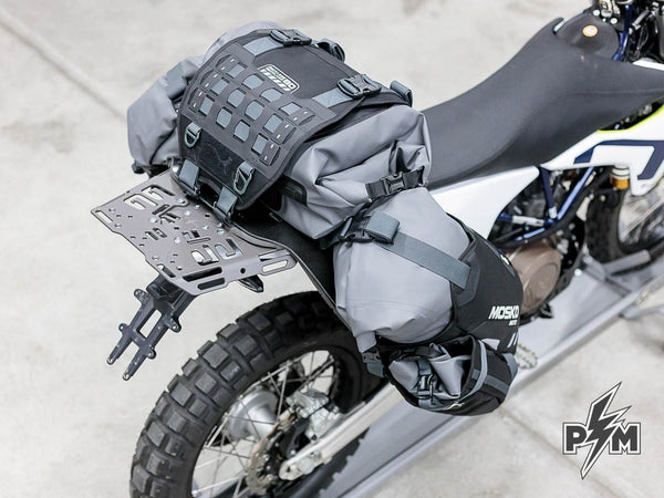 Perun moto Husqvarna 701 Luggage rack, Extension plate and Heel guards with Mosko moto Reckless 80 - 2