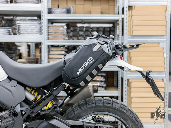 perun moto ducati desertx top luggage rack & tie-down brackets with Mosko moto Reckless 10 - 17