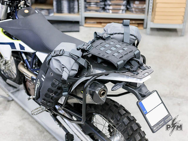 Perun moto Husqvarna 701 Luggage rack and Vanasche minimalist pannier racks - 17 Mosko moto reckless 40