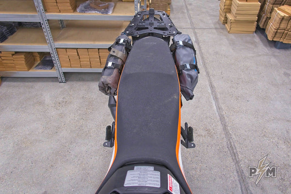 Mosko moto Fatty tool roll and 4l drybag and Perun moto 790/890 Luggage rail