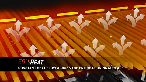 Equiheat image of a BBQ grill with even heat demonstrated with an illustration