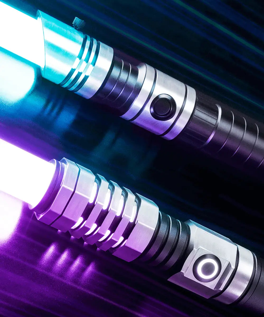 Sabertrio custom Neopixel duel-ready lightsabers, inspired by iconic designs, crafted with precision and quality
