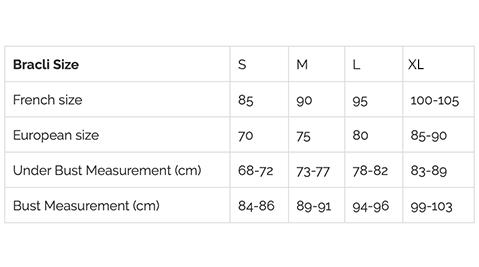 Bracli Vienna Size Chart