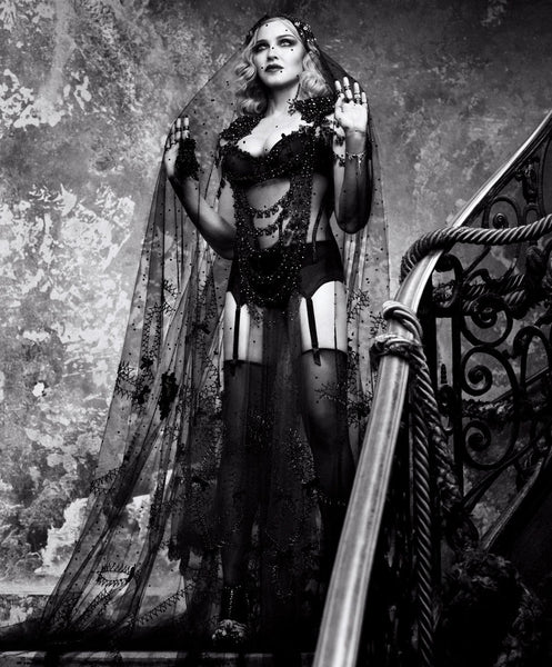 Madonna wears Maison Close in Harpers Bazaar
