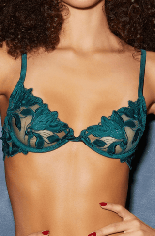 Velvet Lily Embroidery Plunge Demi Bra