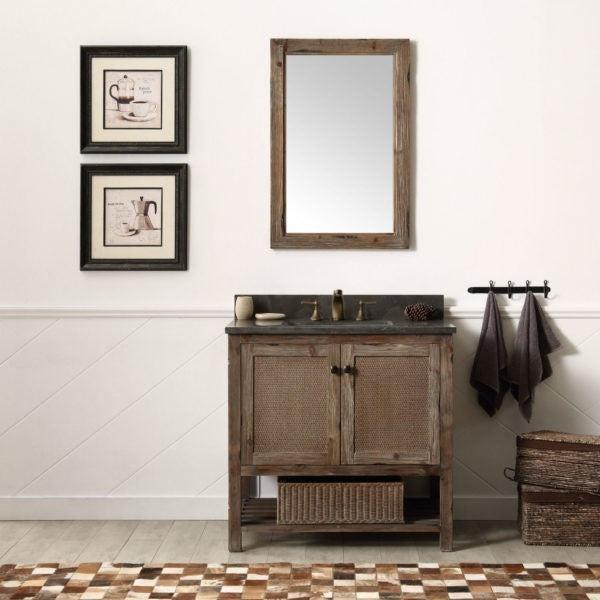 Legion Furniture WH5136-BR 36 Inch Solid Wood Vanity in Brown with Moon Stone Top, No Faucet - Legion Furniture - Ambient Home