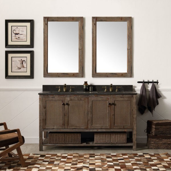 Legion Furniture WH5160-BR 60 Inch Solid Wood Vanity in Brown with Moon Stone Top, No Faucet - Legion Furniture - Ambient Home