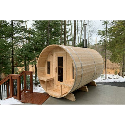 Dundalk Canadian Timber White Cedar Tranquility 2-6 Person Barrel Sauna - CTC2345W - Dundalk LeisureCraft Saunas