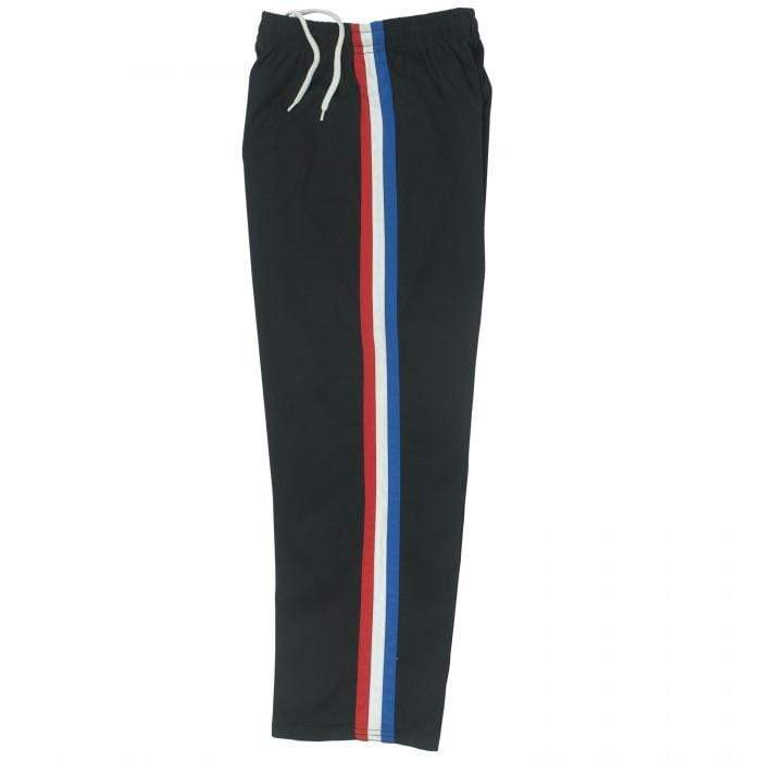 black pants with white stripes