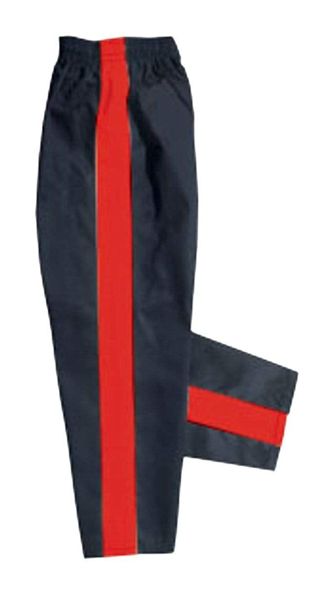 black with red stripe pants