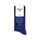 Steven Men's Dark Blue Socks with Highlander Print - PARZENICA | ART-118XP002