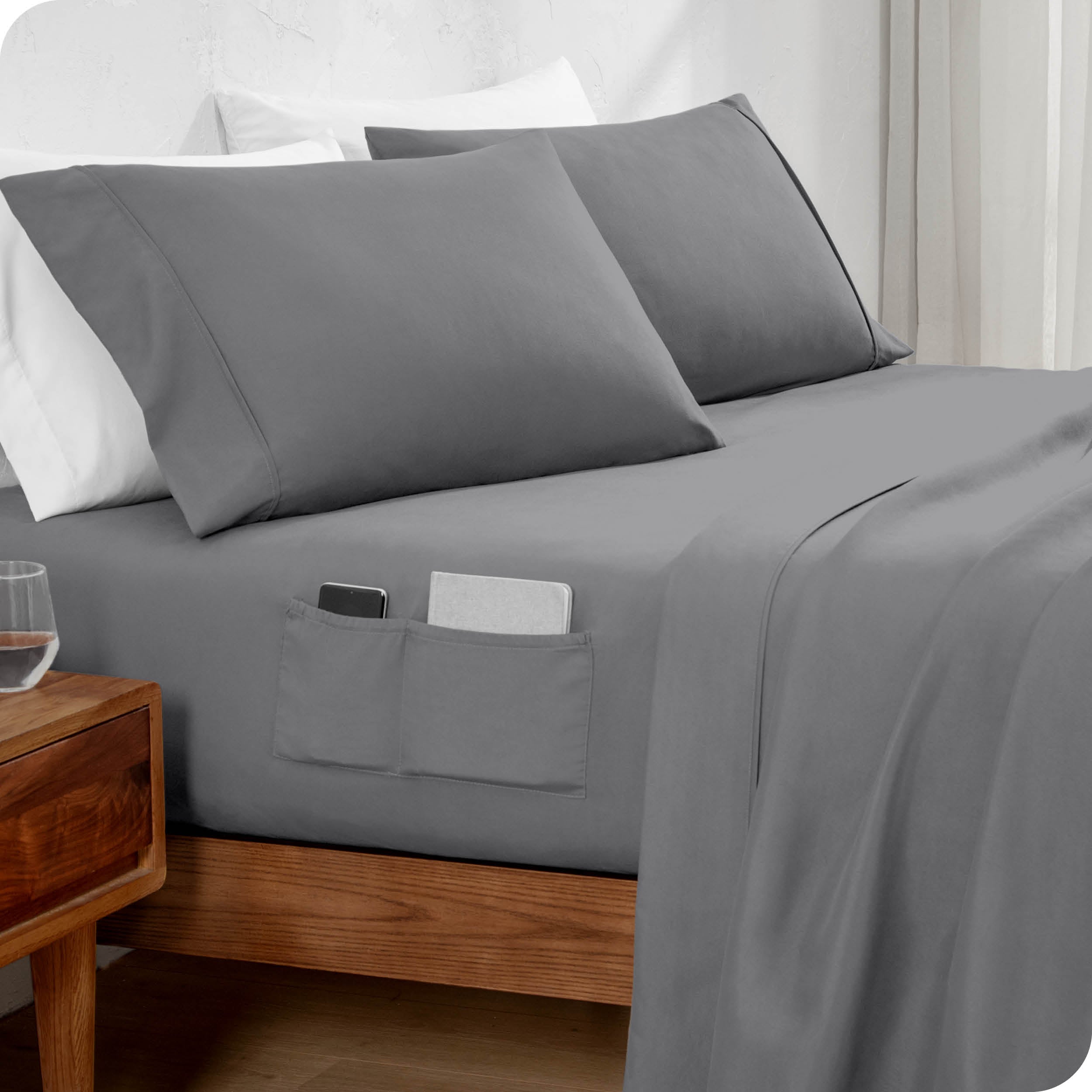 Bare Home Double Brushed Sheet Set, Full XL - Navy