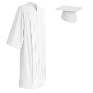 white cap and gown