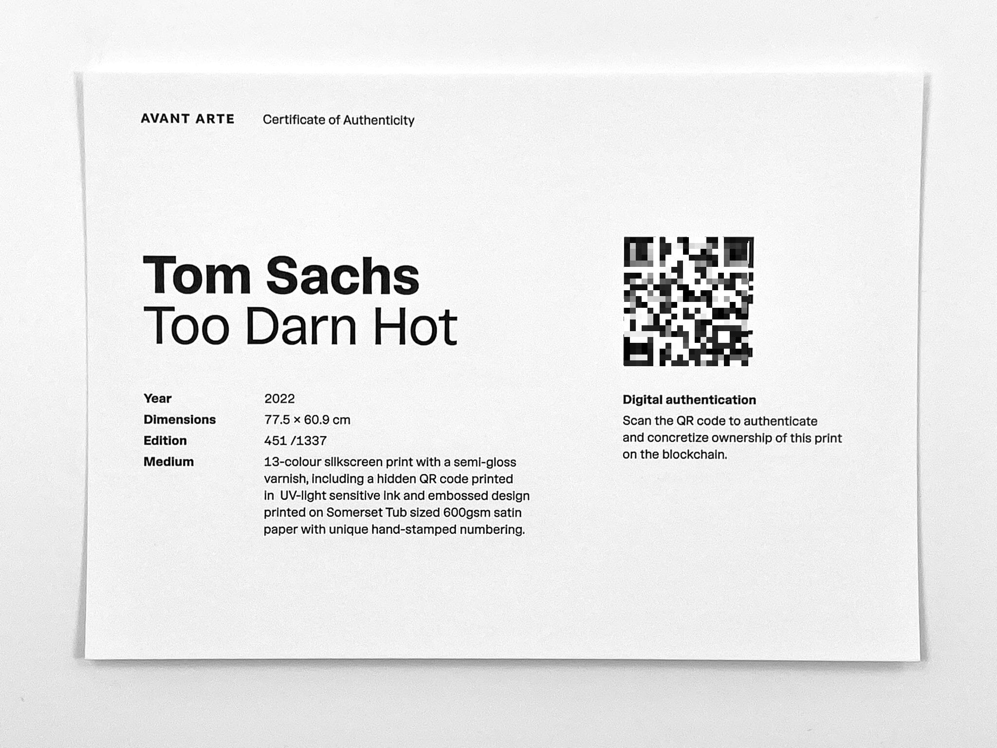 トムサックス Tom sachs シルクスクリーンToo Darn Hot