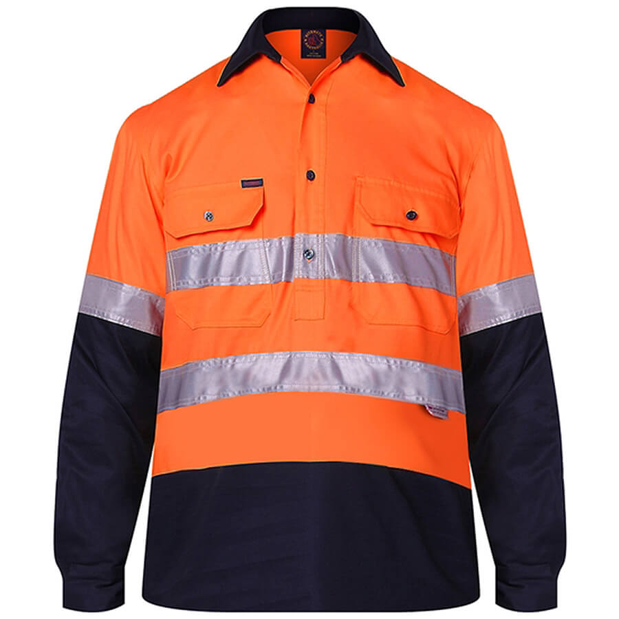 Mens High Visibility Shirts with 3M ScotchliteTM Reflective Tape 100%  Cotton Long Sleeve 2 Tone Block Color - Buy Online - 166219382