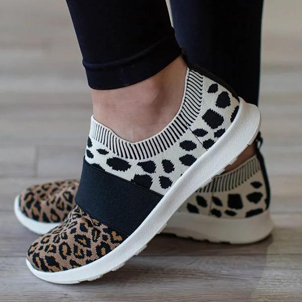 leopard flat heel sneakers