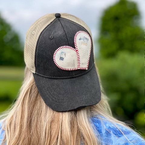 Baseball & Softball Hat Heart Patch for Cap Softball Mom 