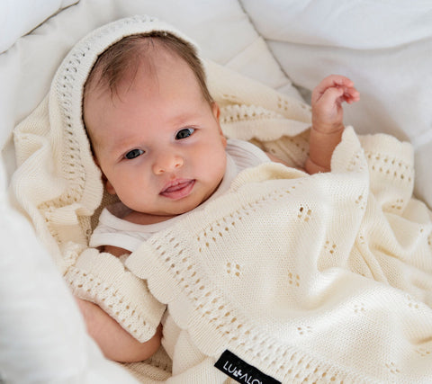 baby in a bamboo baby blanket