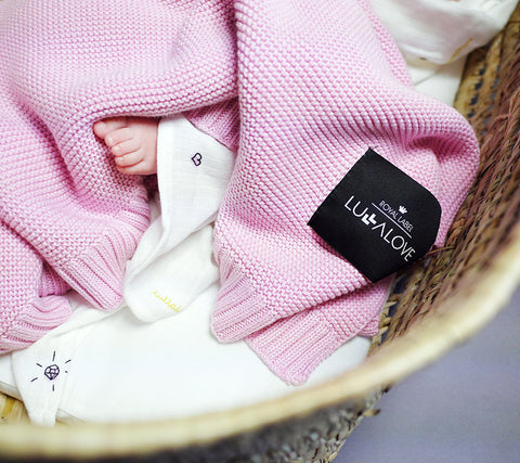 Pink bamboo baby blanket Lullalove UK
