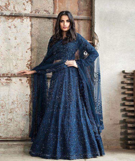 blue colour anarkali