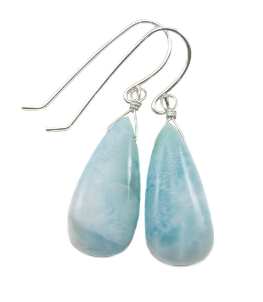 Blue Larimar Earrings Natural Teardrop Polished Smooth Simple Drop Ste –  Spyglass Designs