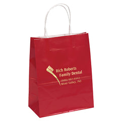 red paper bag with handles