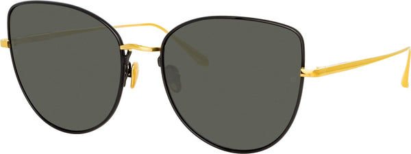 Dee Aviator Sunglasses in Yellow Gold and Grey by LINDA FARROW