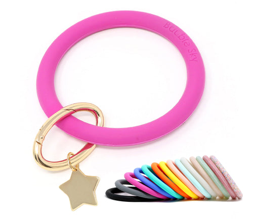 Townshine Silicone Bangle Key Ring Wrist Keychain Bracelet Round Key Rings