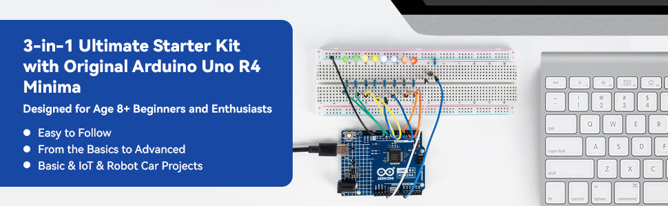 Kit de démarrage SunFounder 3-en-1 pour Arduino Uno (niveau