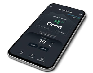 Carrier home app on phone displaying smart air purifier screen