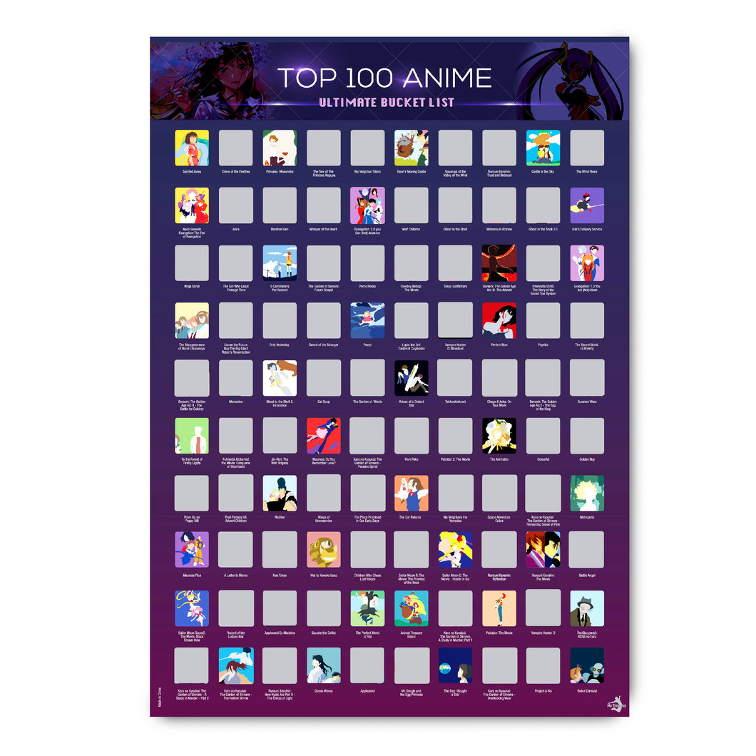 Top 100 Anime Scratch Off Poster  Guildable 2021 Anime Bucket List  Anime  Gift  eBay
