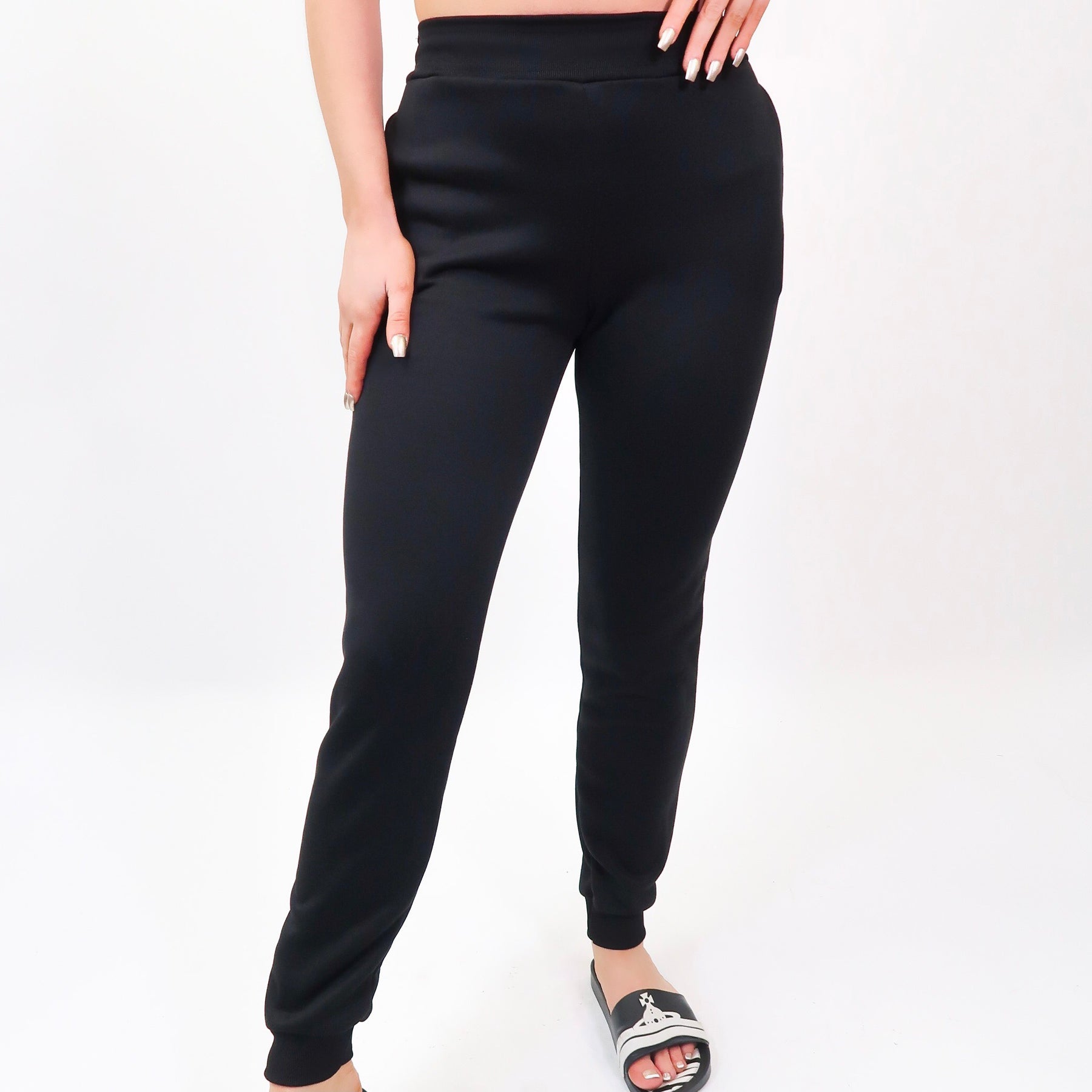 Women's Black Basic Slim Fit Joggers