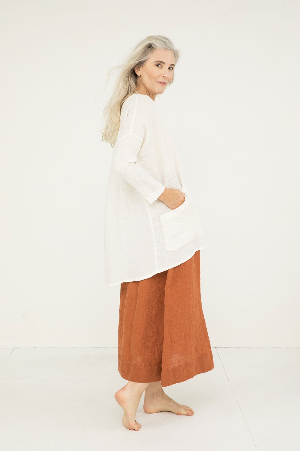 Long Sleeve Harper Tunic in Linen Gauze – Elizabeth Suzann