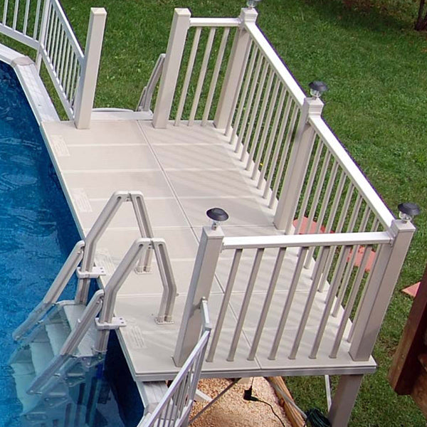 5'X10' Resin Straight Side Pool Deck With In-Pool & Ground to Deck Steps