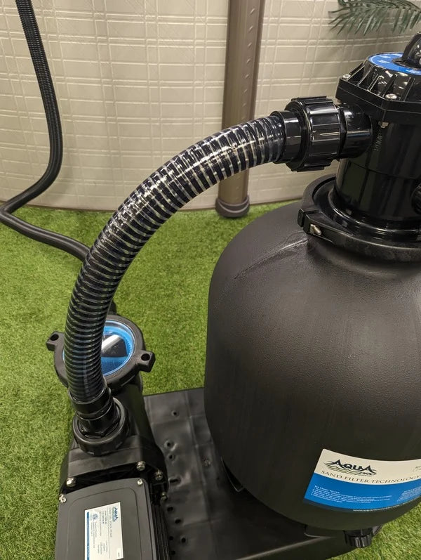 Connecting hoses on aquapro sand filter step 16