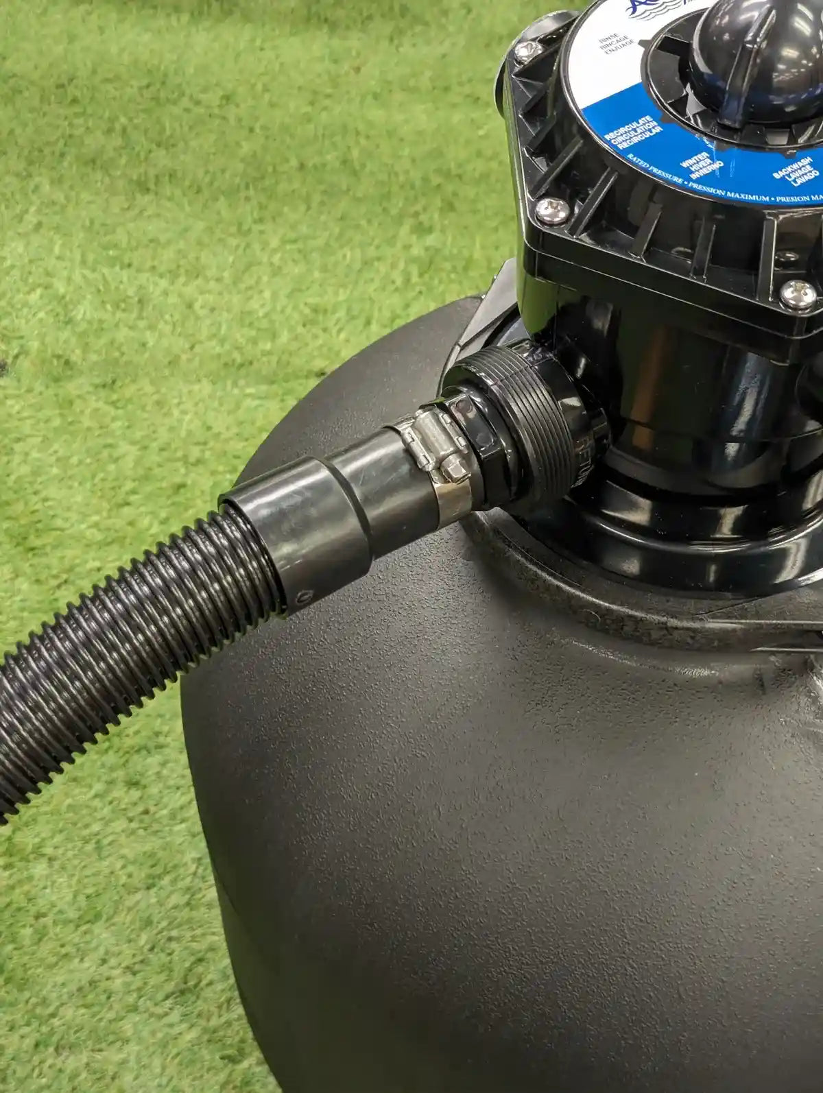 Connecting hoses on aquapro sand filter step 20