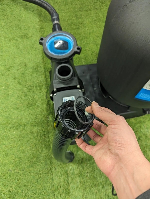 Connecting hoses on aquapro sand filter step 9