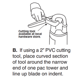 Cut handle from POOL FROG Pac using 2” PVC cutting tool