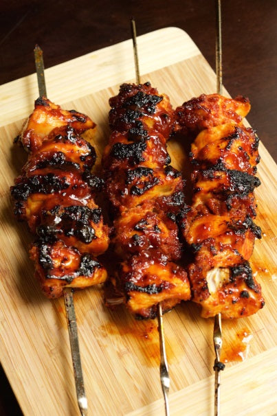 Bourbon Bacon BBQ Chicken Kebabs Recipe